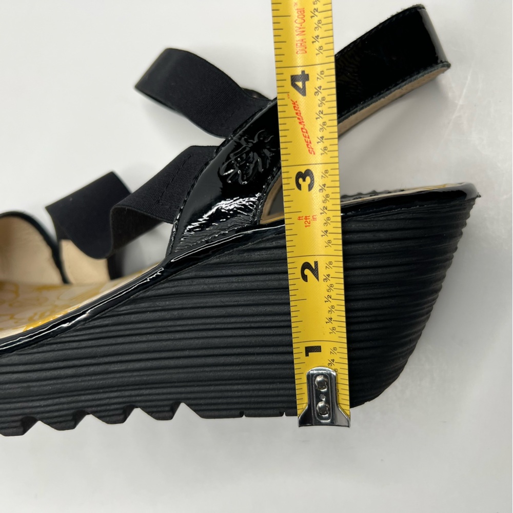 Fly London Black Patent Leather Sandals With Elastic Size EU 40 - Picture 15 of 16